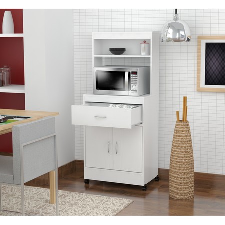 INVAL Kitchen/Microwave Storage Cabinet 23.62 in. W x 15.75 in. D  x 54.13 in. H in White GCM-040